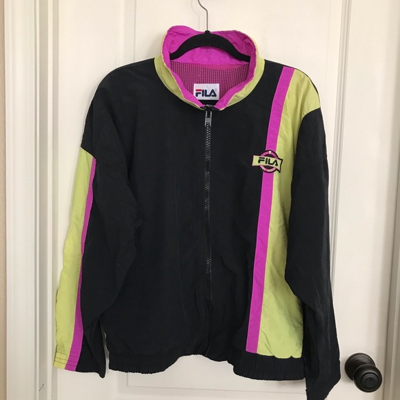 A beautiful black/magenta pink FILA zip up track jacket, Size Small - Picture 2 of 14